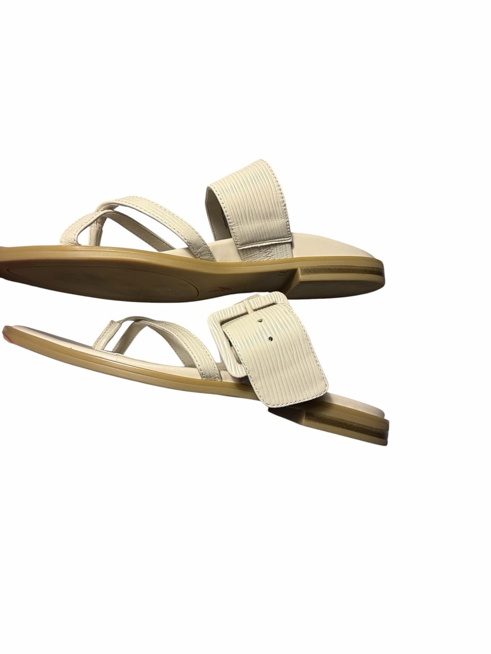 VIONIC Julep Cream Leather Strap Sandals Casual Toe Loop Style Sz 8 - Picture 9 of 12